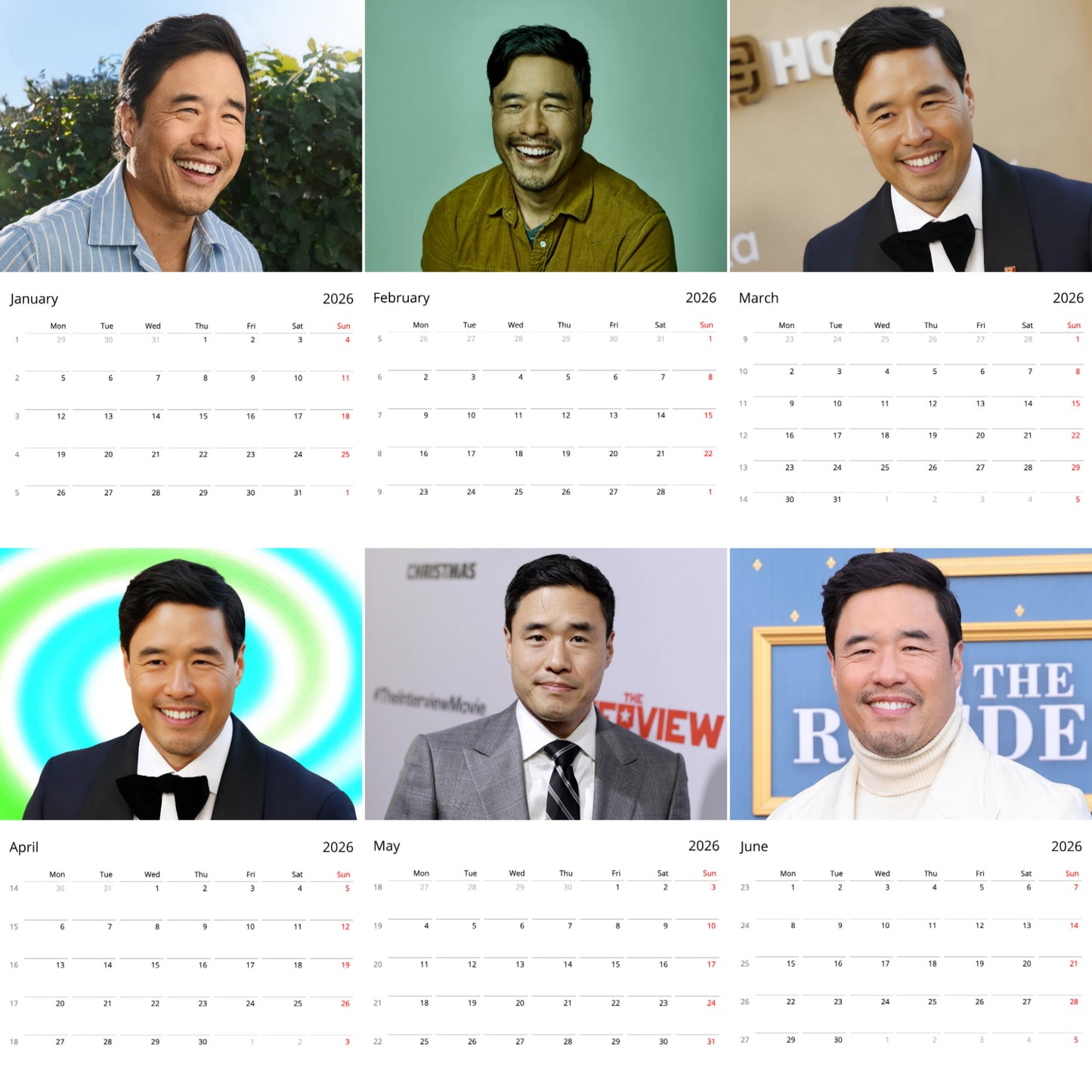 Randall Park 2026 Wall Calendar ( Large Calendar ) β Exclusive Celebrity Poster Calendar for Fans