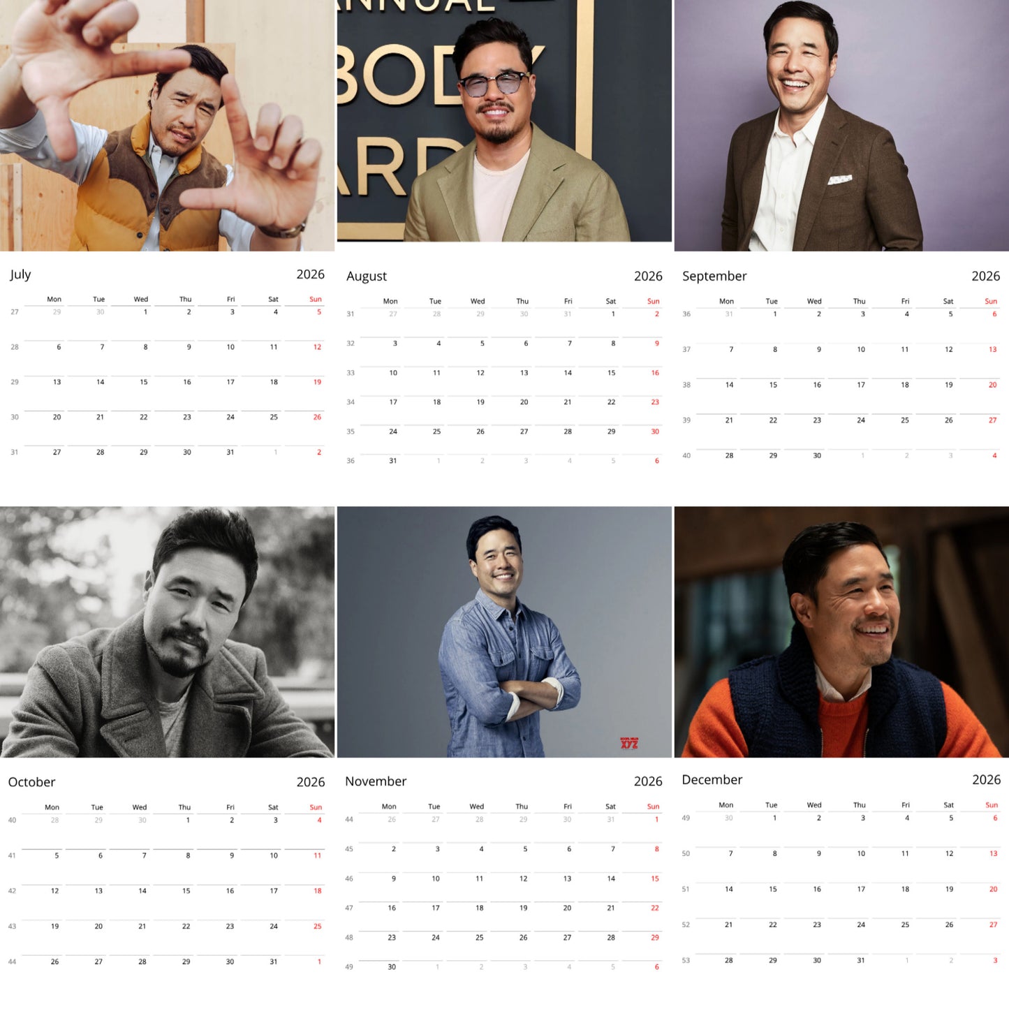 Randall Park 2026 Wall Calendar ( Large Calendar ) β Exclusive Celebrity Poster Calendar for Fans