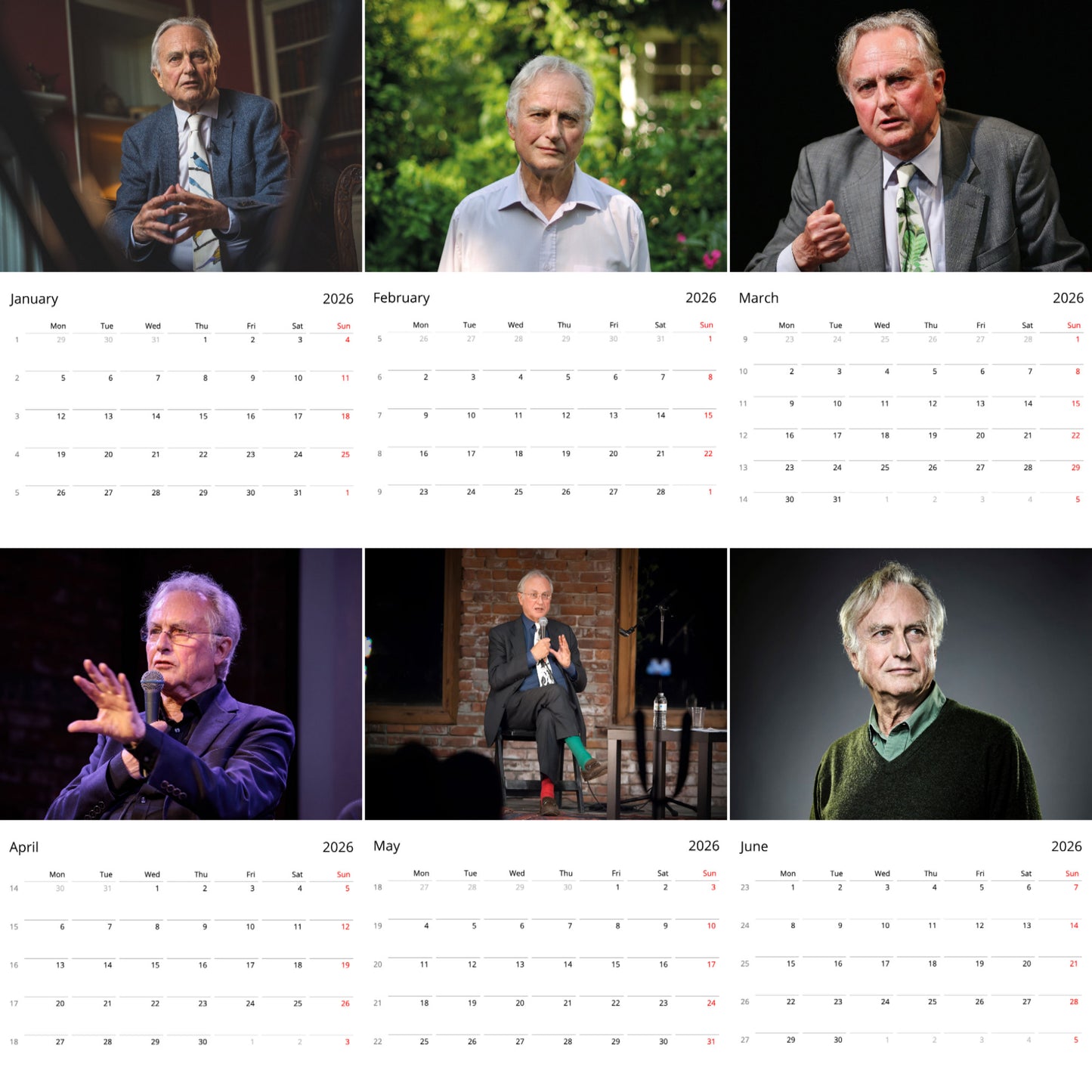 Richard Dawkins 2026 Wall Calendar β Inspirational Thinker & Author Tribute Calendar, Premium Quality Art Prints
