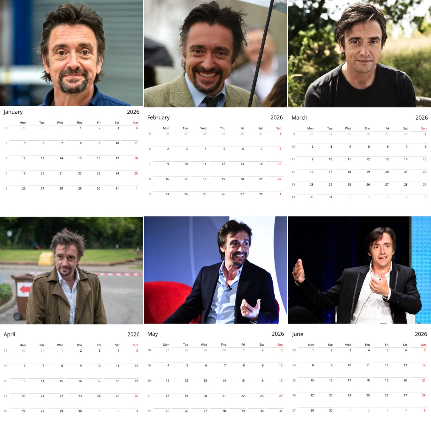 Richard Hammond 2026 Wall Calendar ( Large Calendar ) – TV Star Calendar for Fans