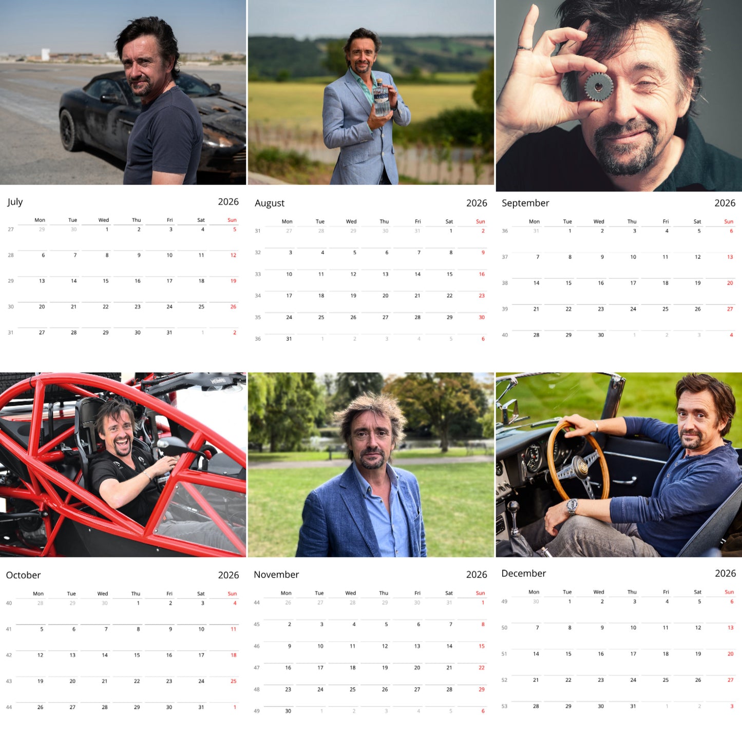 Richard Hammond 2026 Wall Calendar ( Large Calendar ) – TV Star Calendar for Fans