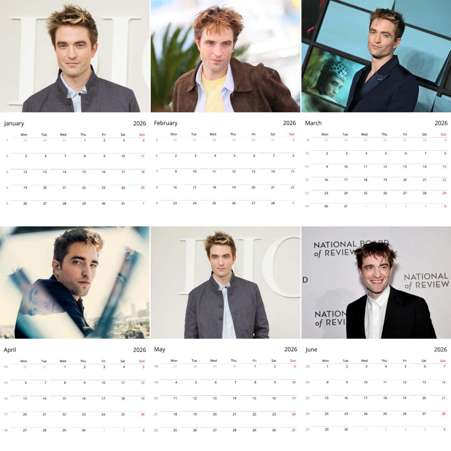 Robert Pattinson 2026 Wall Calendar ( Large Calendar ) β Elegant Actor Calendar for Fans,