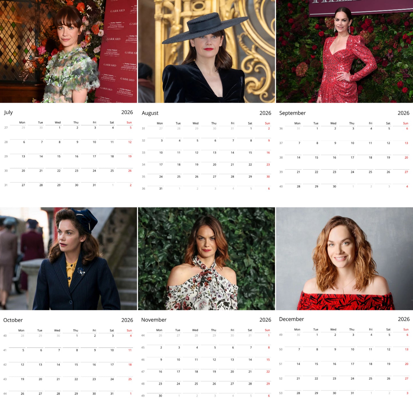 Ruth Wilson 2026 Wall Calendar β Premium Actress Calendar for Fans, Hollywood Star Gift