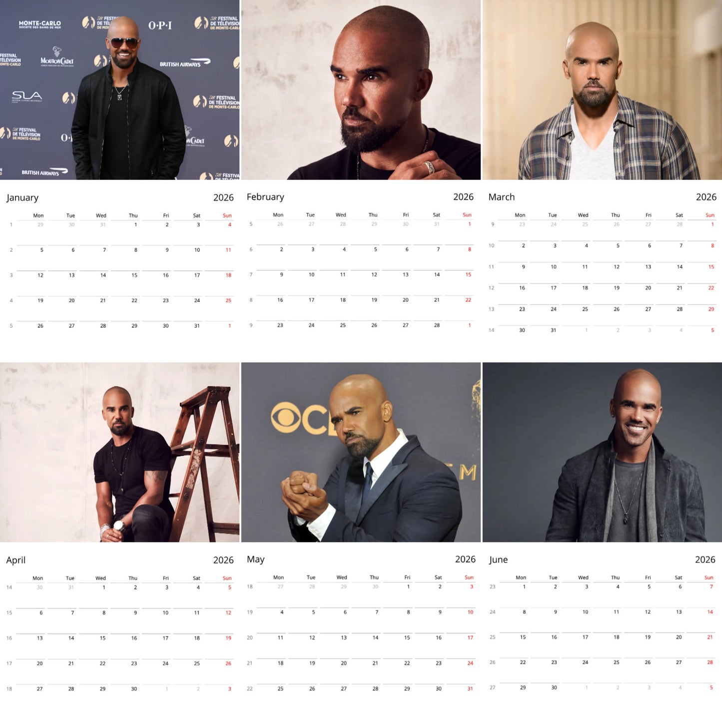 Shemar Moore 2026 Wall Calendar β Premium Actor Calendar for Fans, Hollywood Star Gift