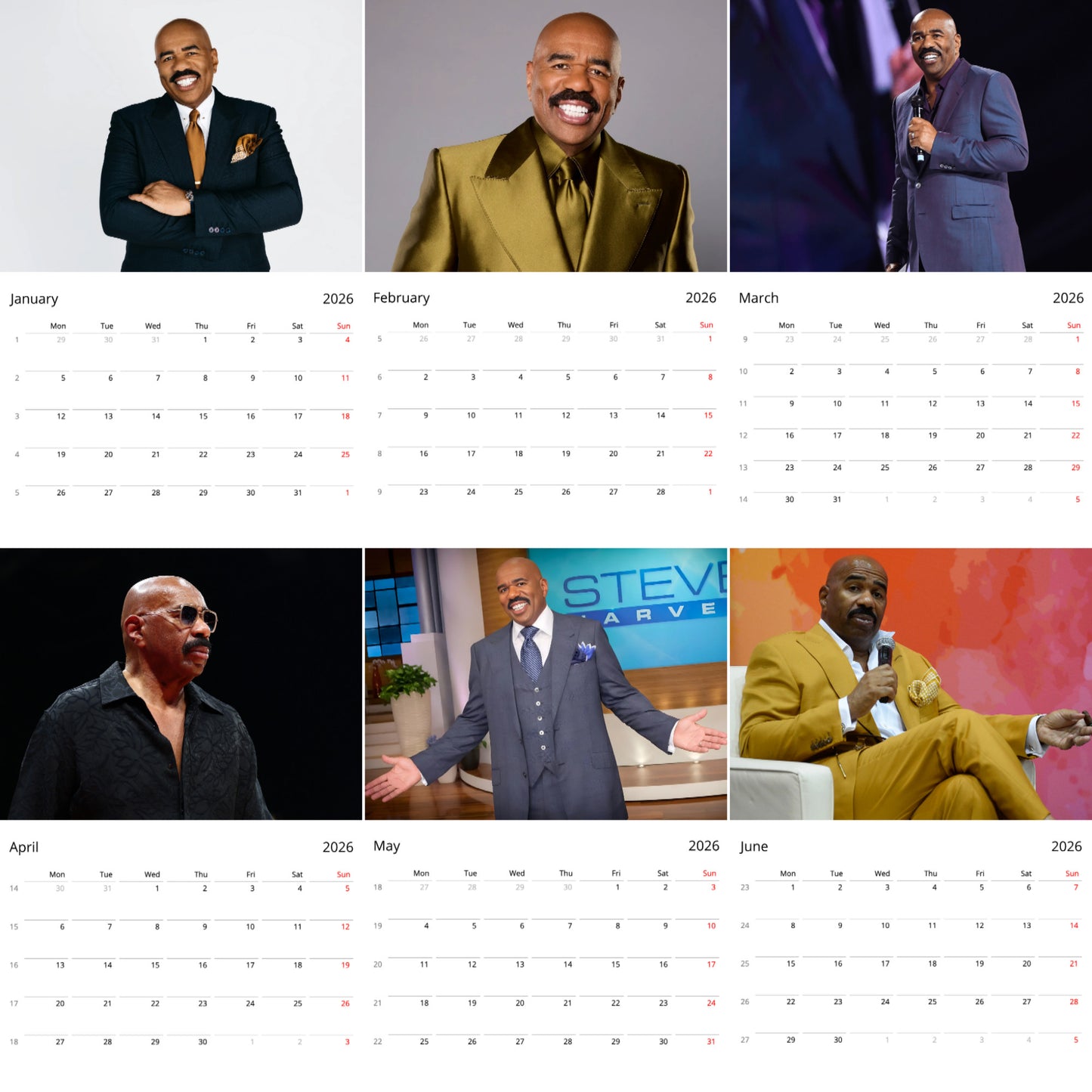 Steve Harvey 2026 Wall Calendar ( Large Calendar ) β Inspirational TV Host & Comedian Calendar