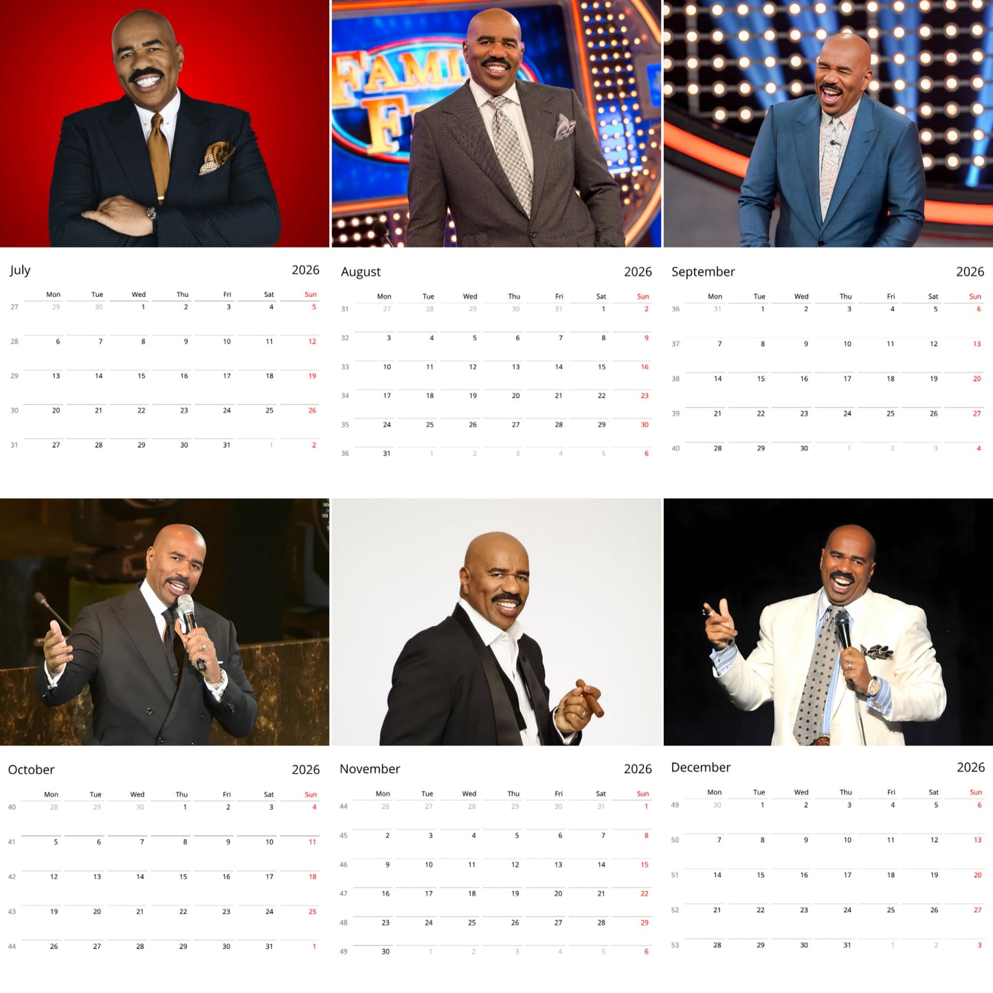 Steve Harvey 2026 Wall Calendar ( Large Calendar ) β Inspirational TV Host & Comedian Calendar