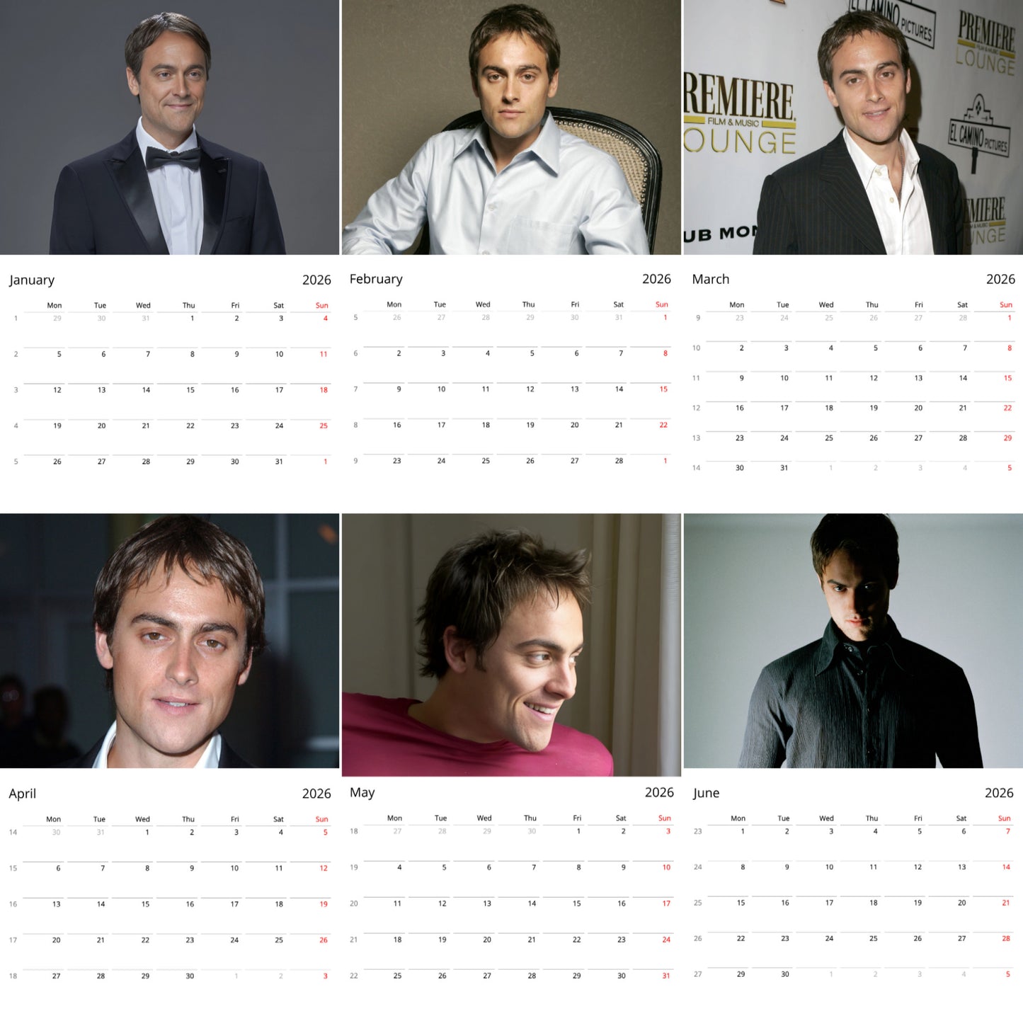 Stuart Townsend 2026 Wall Calendar ( Large Calendar ) β Stylish Actor Calendar for Fans