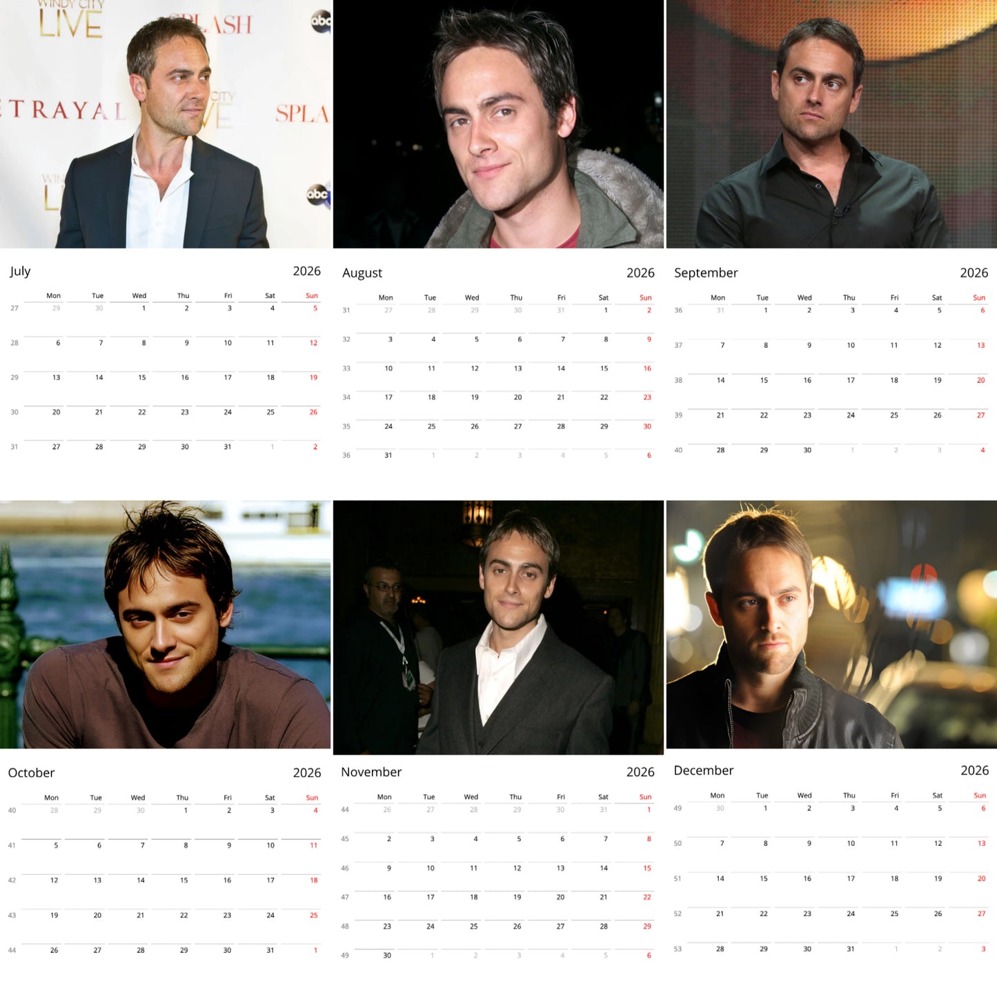 Stuart Townsend 2026 Wall Calendar ( Large Calendar ) β Stylish Actor Calendar for Fans