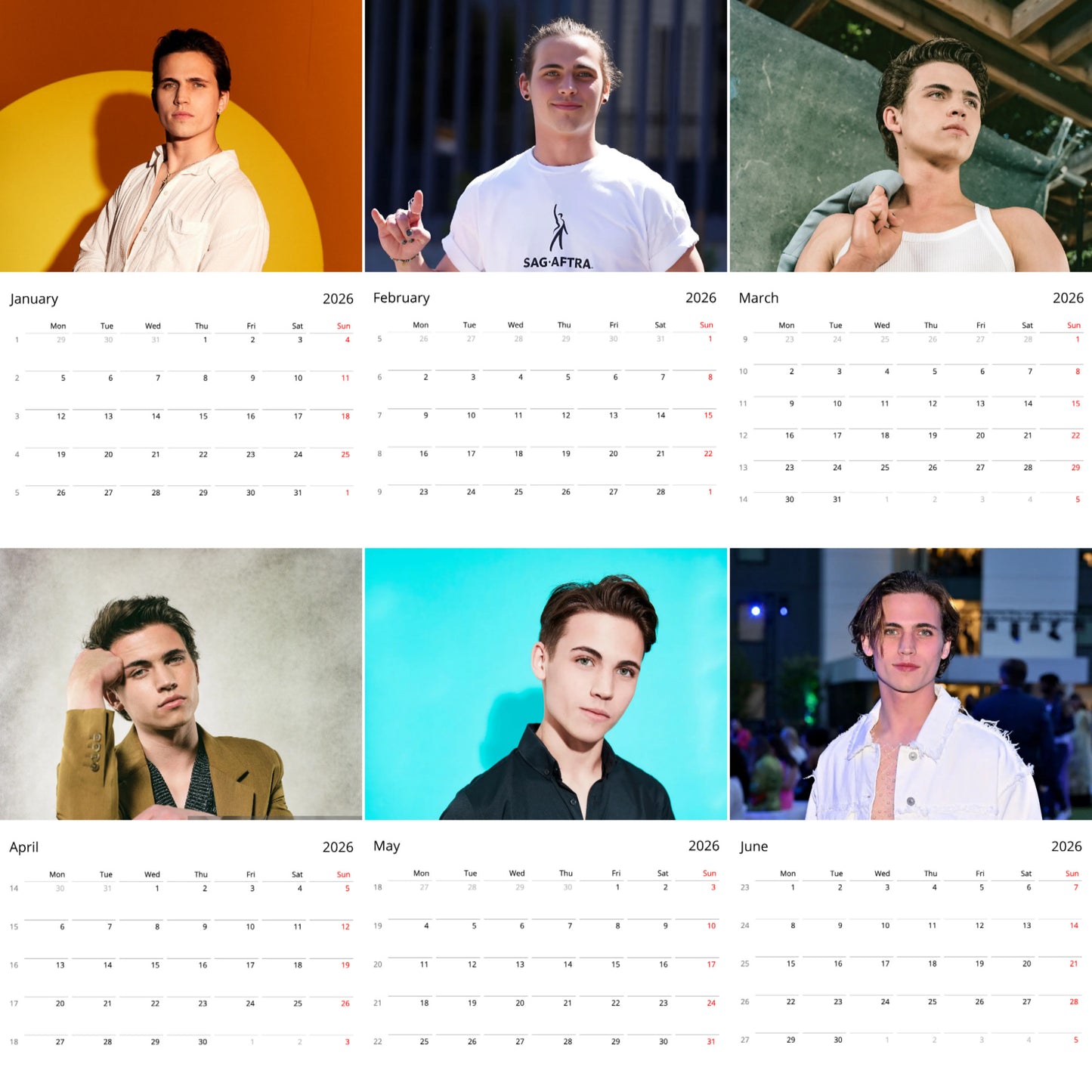Tanner Buchanan 2026 Wall Calendar β Premium Actor Calendar for Fans, Hollywood Star Gift