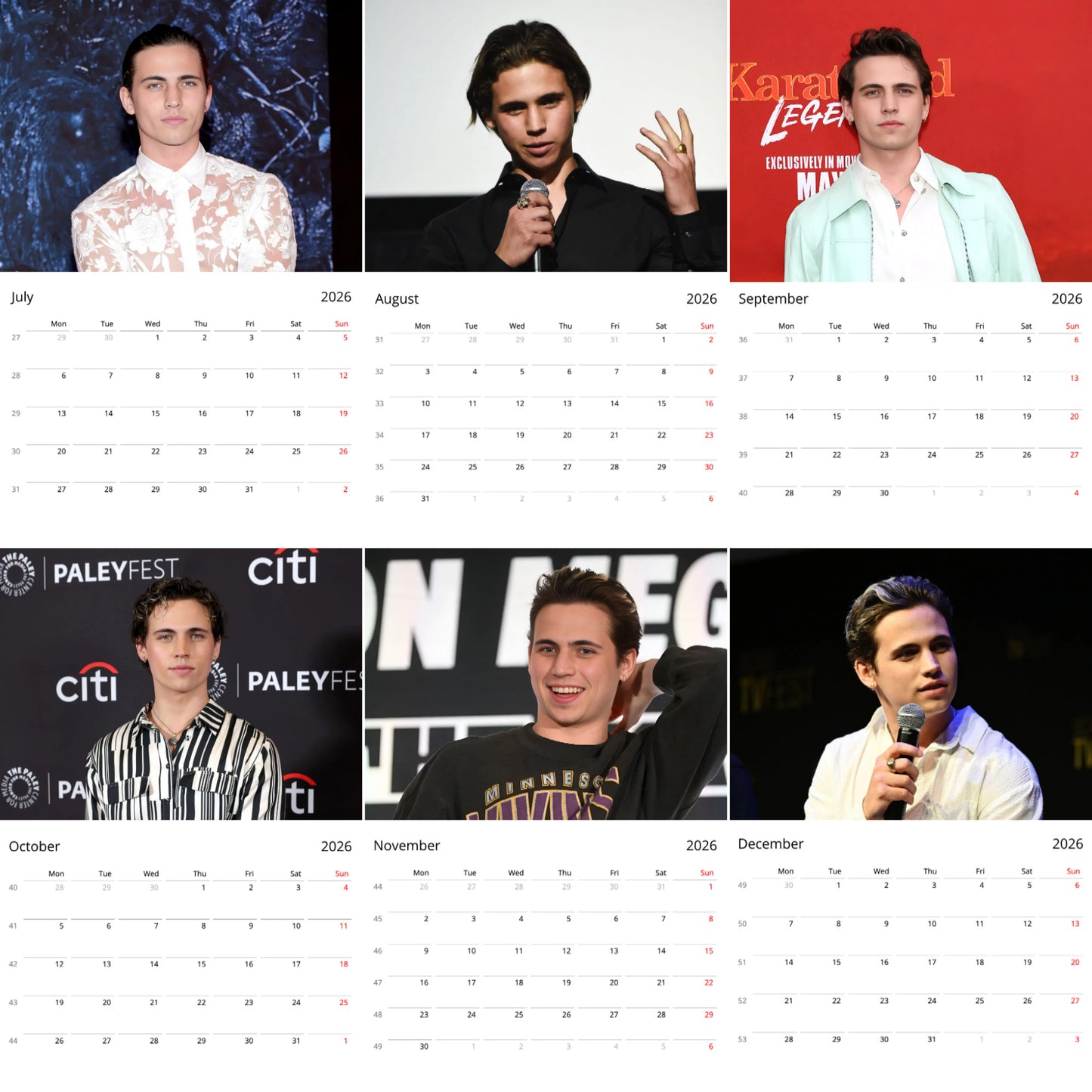 Tanner Buchanan 2026 Wall Calendar β Premium Actor Calendar for Fans, Hollywood Star Gift