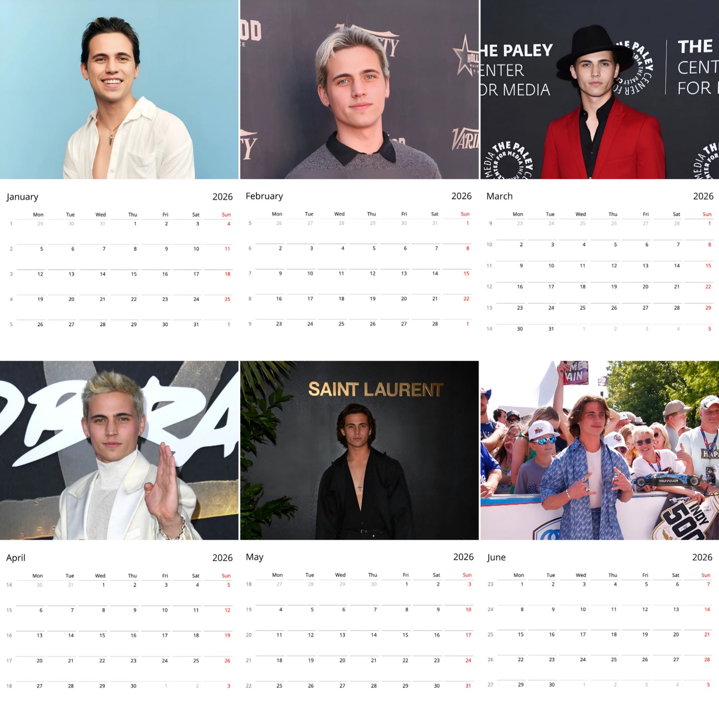 Tanner Buchanan 2026 Wall Calendar β Premium Actor Calendar for Fans, Hollywood Star Gift