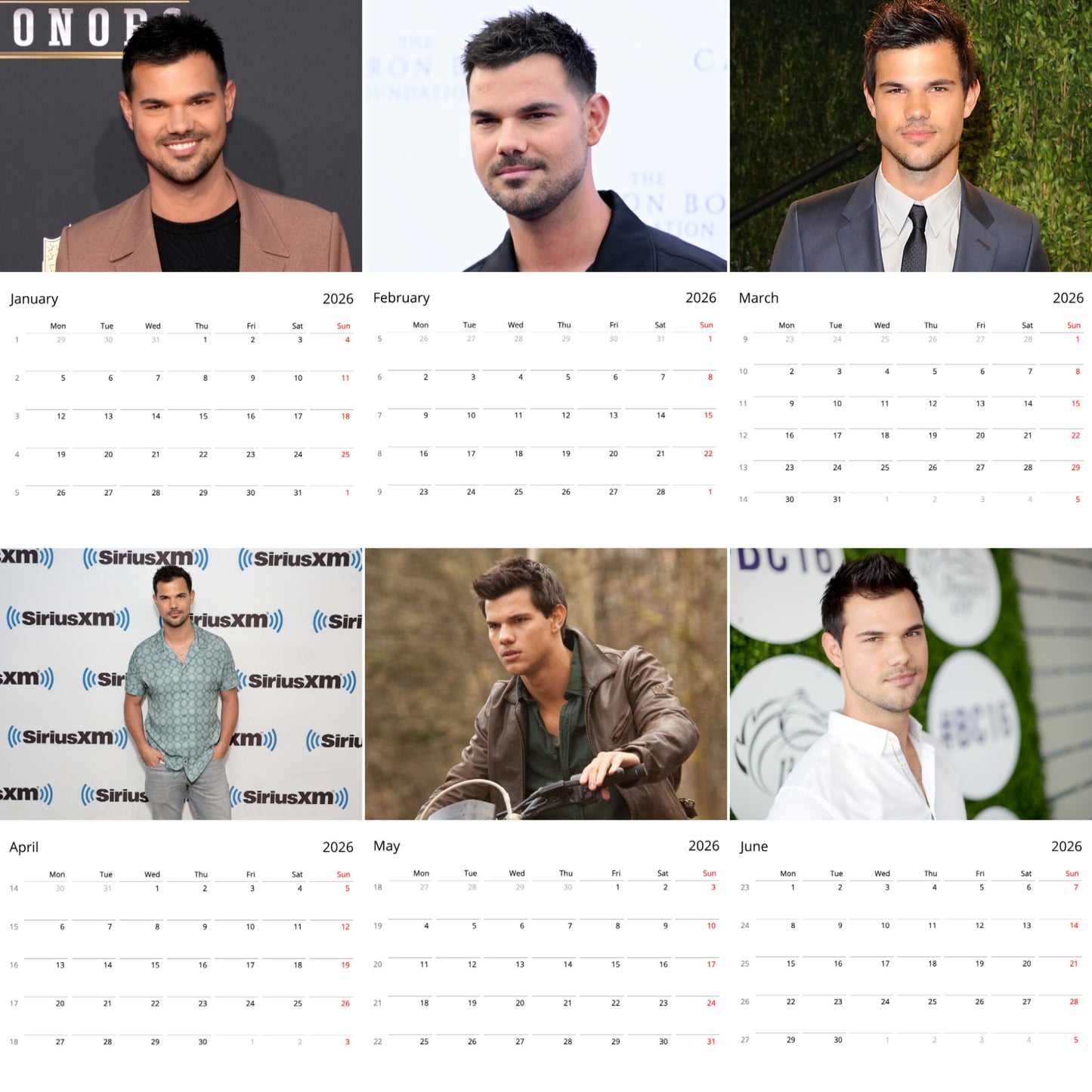 Taylor Lautner 2026 Wall Calendar ( Large Calendar ) – Exclusive Celebrity Poster Calendar for Fans