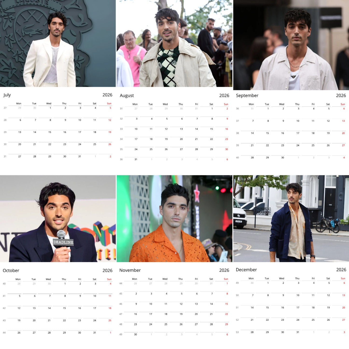 Taylor Zakhar Perez wall calendars 2026