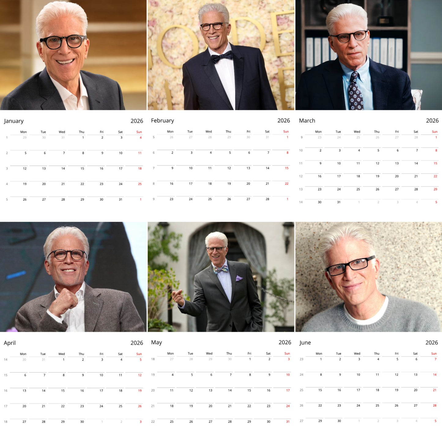 Ted Danson 2026 Wall Calendar ( Large Calendar ) β Exclusive Celebrity Poster Calendar for Fans