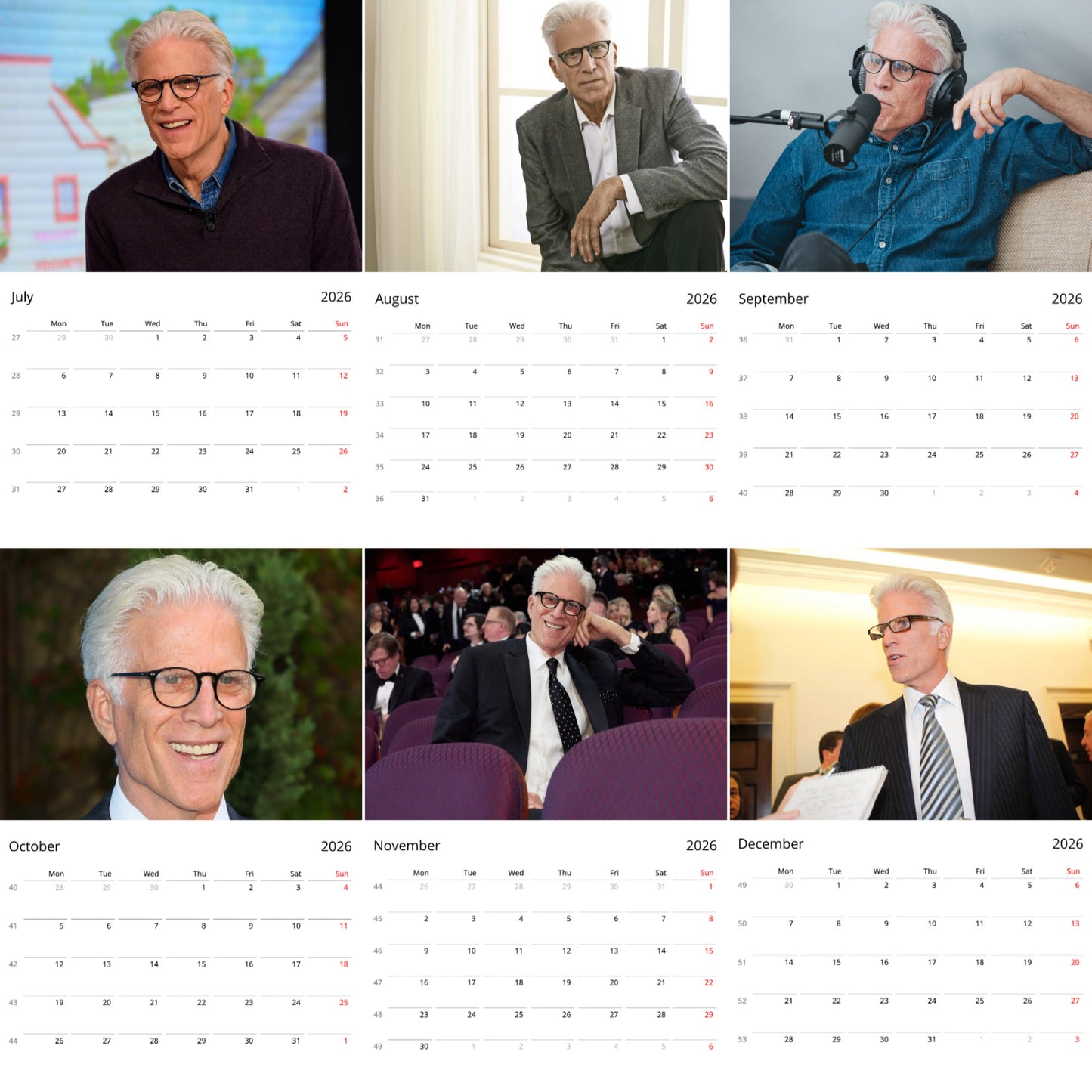 Ted Danson 2026 Wall Calendar ( Large Calendar ) β Exclusive Celebrity Poster Calendar for Fans