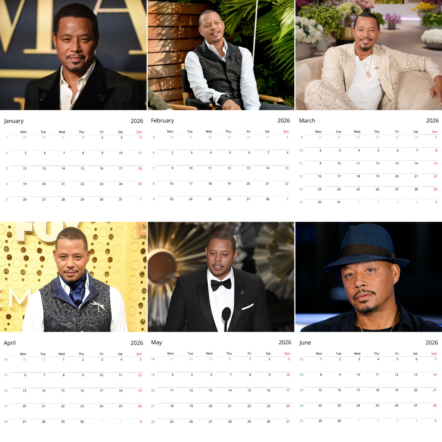 Terrence Howard 2026 Wall Calendar ( Large Calendar ) β Exclusive Celebrity Poster Calendar for Fans