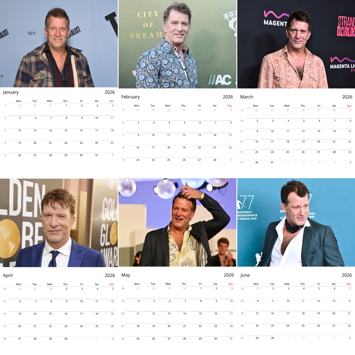 Thomas Jane 2026 Wall Calendar ( Large Calendar ) β Exclusive Celebrity Poster Calendar for Fans