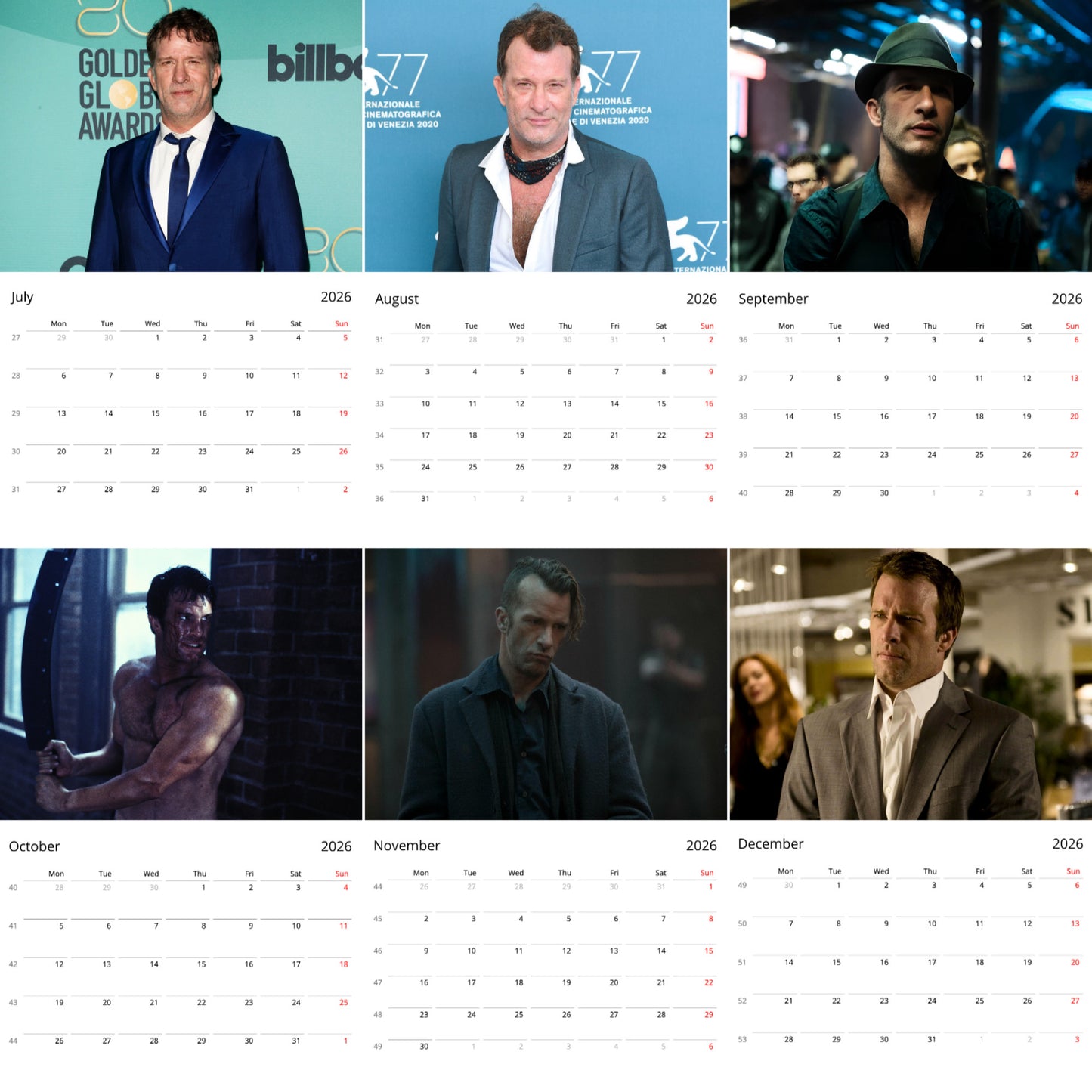 Thomas Jane 2026 Wall Calendar ( Large Calendar ) β Exclusive Celebrity Poster Calendar for Fans