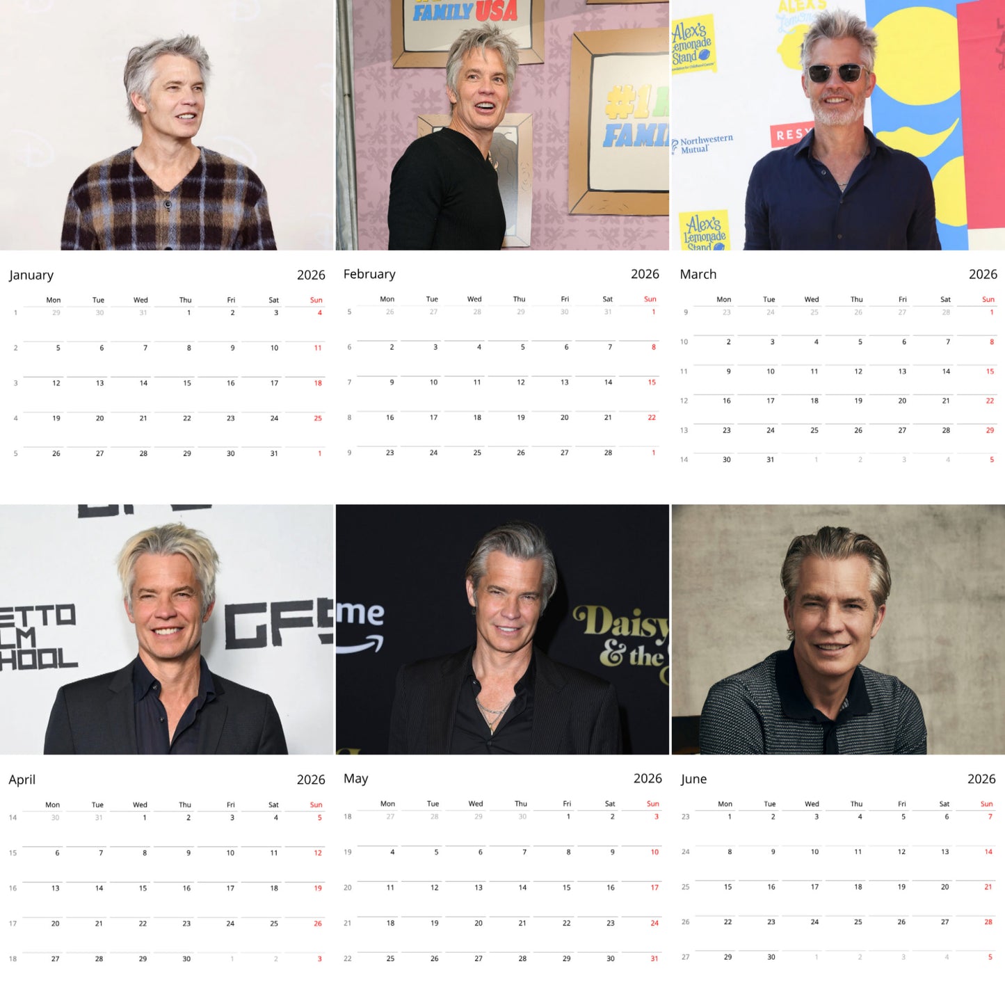 Timothy Olyphant 2026 Wall Calendar β Premium Actor Calendar for Fans, Hollywood Star Gift