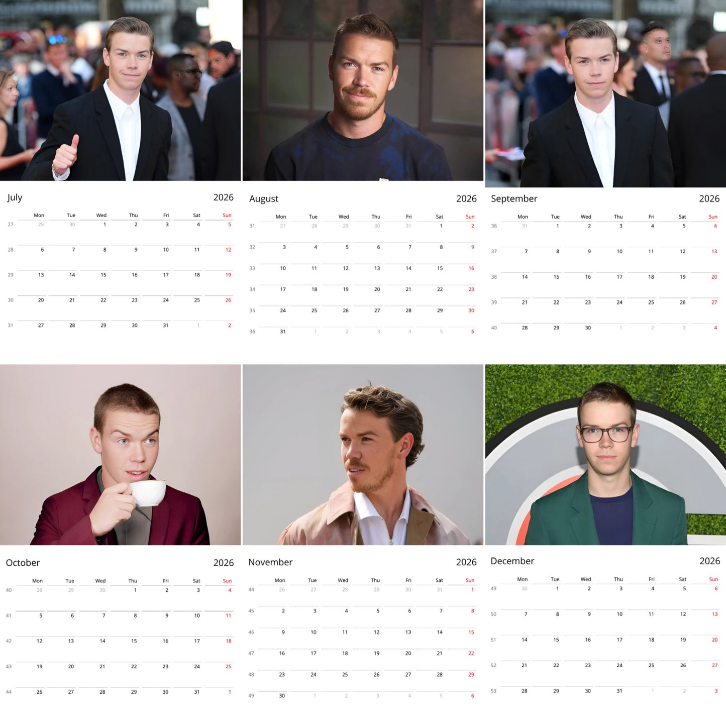 Will Poulter 2026 Wall Calendar β Premium Actor Calendar for Fans, Marvel & Maze Runner Star Gift