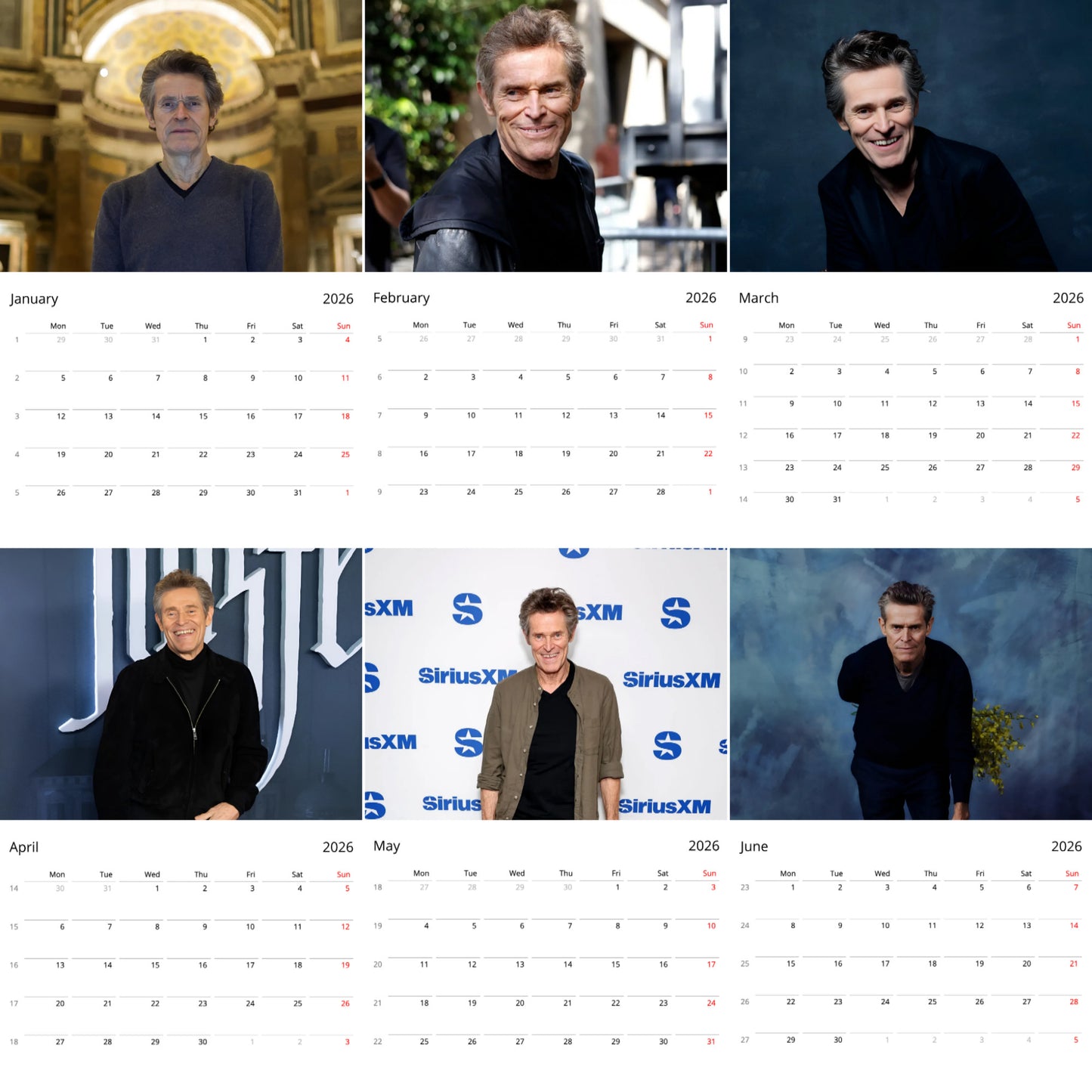 Willem Dafoe 2026 Wall Calendar β Exclusive Celebrity Poster Calendar for Fans, Premium Quality Art Prints, Perfect Gift for Admirers & Collectors