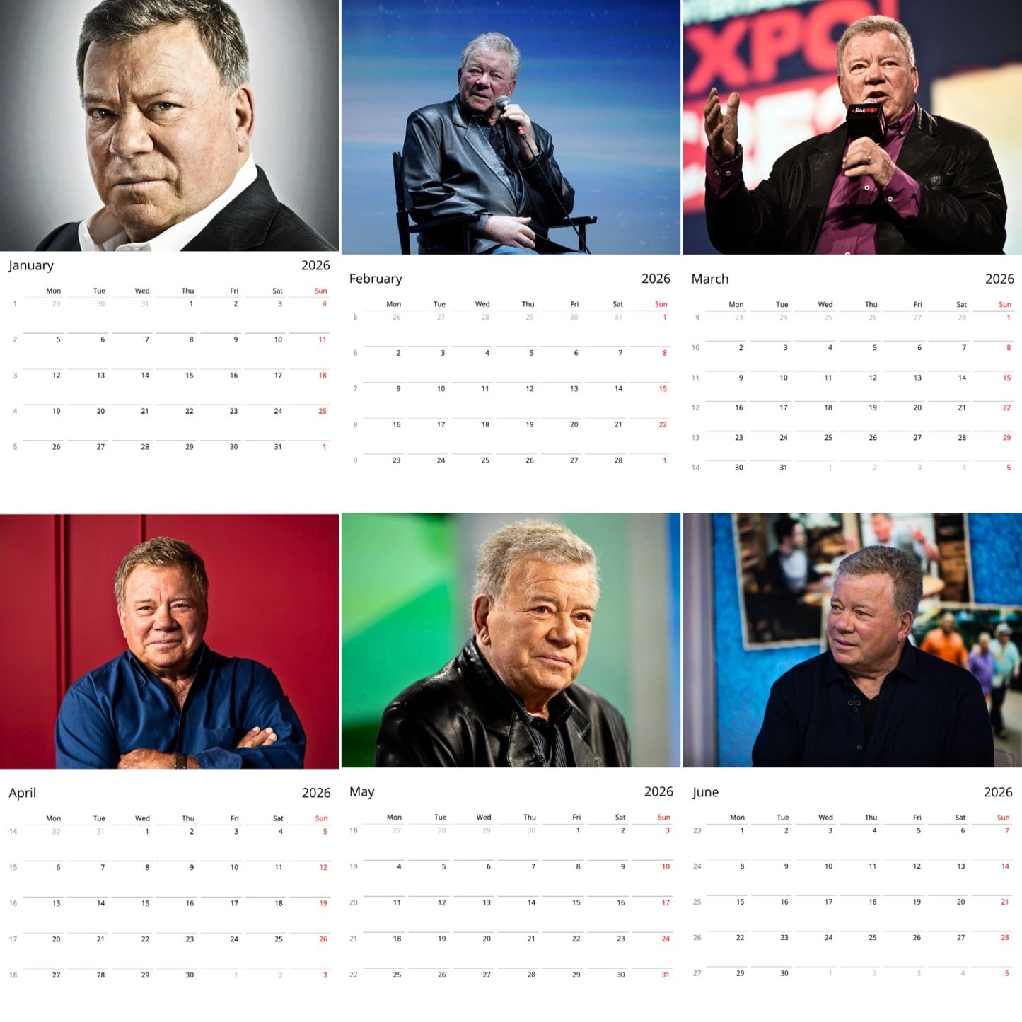 William Shatner 2026 Wall Calendar ( Large Calendar ) β Exclusive Celebrity Poster Calendar for Fans