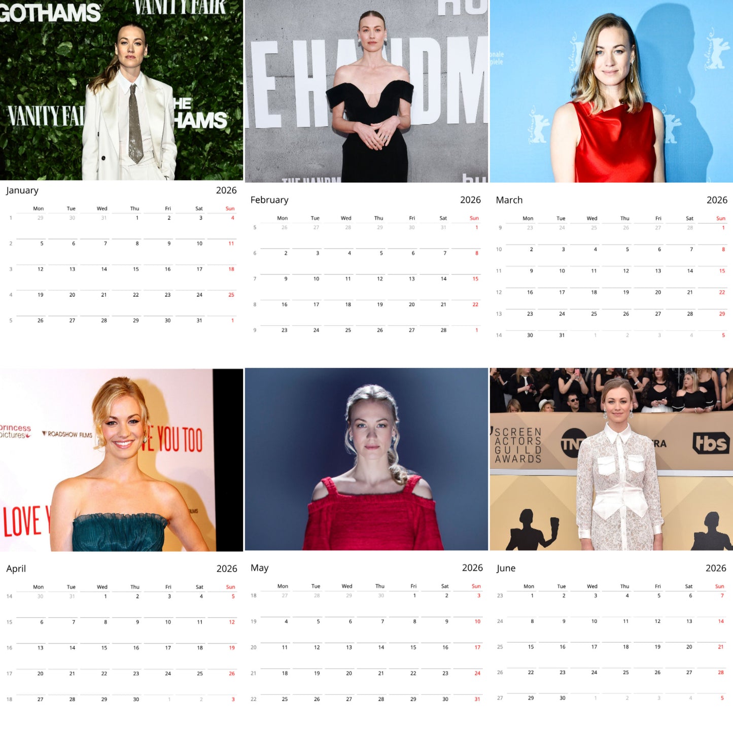 Yvonne Strahovski 2026 Wall Calendar ( Large Calendar ) – Exclusive Celebrity Poster Calendar for Fans