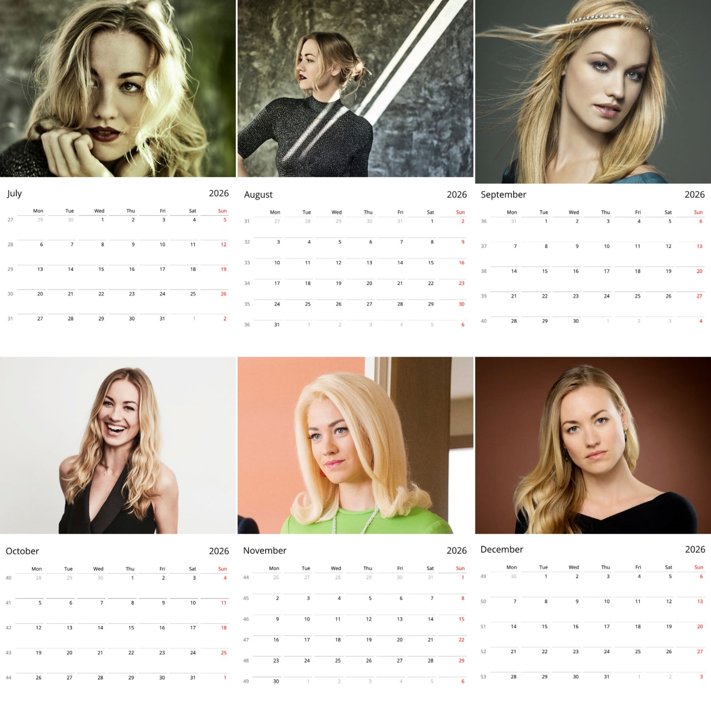 Yvonne Strahovski 2026 Wall Calendar ( Large Calendar ) – Exclusive Celebrity Poster Calendar for Fans