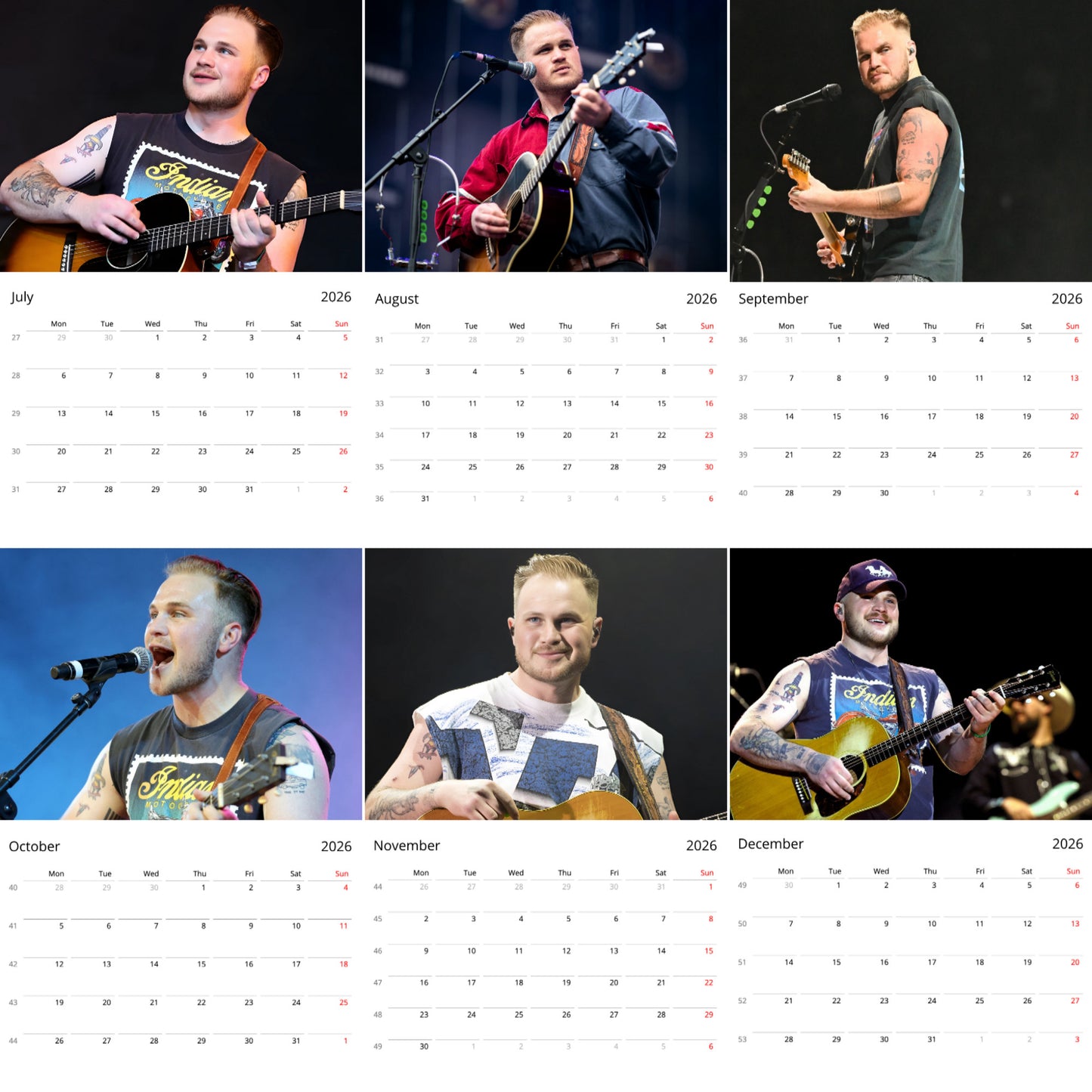 Zach Bryan 2026 Wall Calendar ( Large Calendar ) β Exclusive Celebrity Poster Calendar for Fans