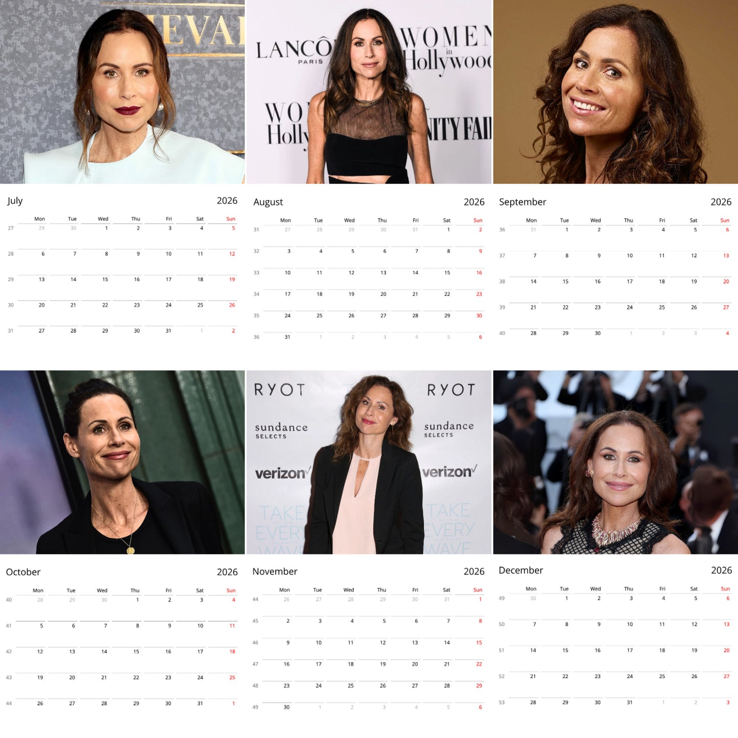 Minnie Driver 2026 Wall Calendar ( Large Calendar ) β Actress & Singer Collectors Edition
