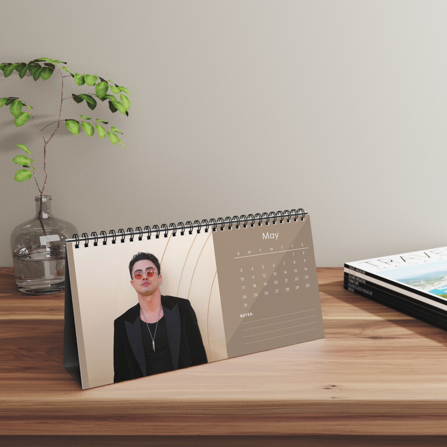Darren Barnet 2026 Desk Calendar | Celebrity Spiral Bound Photo Calendar | Fan Collectible Gift | Stylish Desk & Office Décor