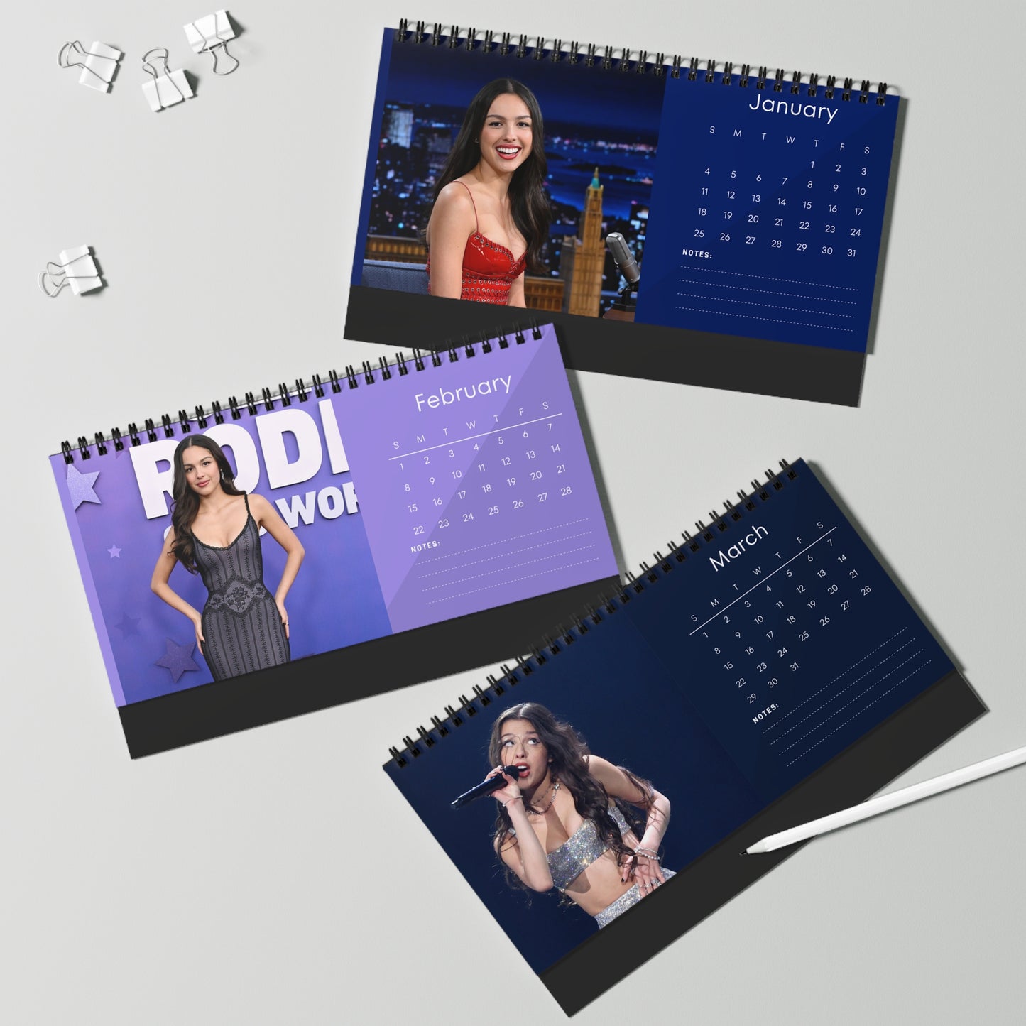 Olivia Rodrigo 2026 Desk Calendar | Premium Spiral Bound Celebrity Photo Calendar | High-Quality Fan Gift & Desk Décor