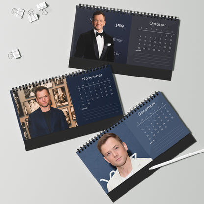 Taron Egerton 2026 Desk Calendar | Premium Spiral Bound Celebrity Photo Calendar | High-Quality Fan Gift & Desk Décor