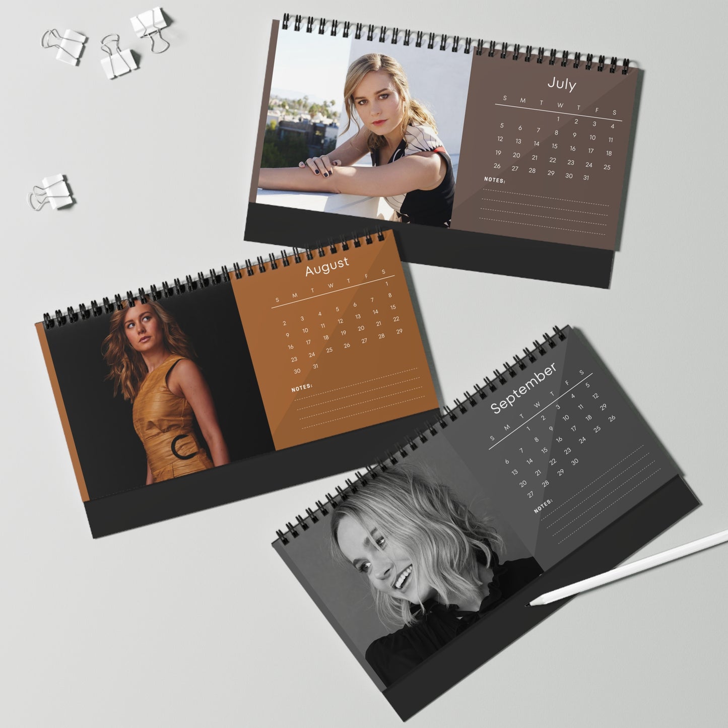 Brie Larson 2026 Desk Calendar | Premium Spiral Bound Celebrity Photo Calendar | Collectible Fan Gift | Stylish Desk & Office Décor