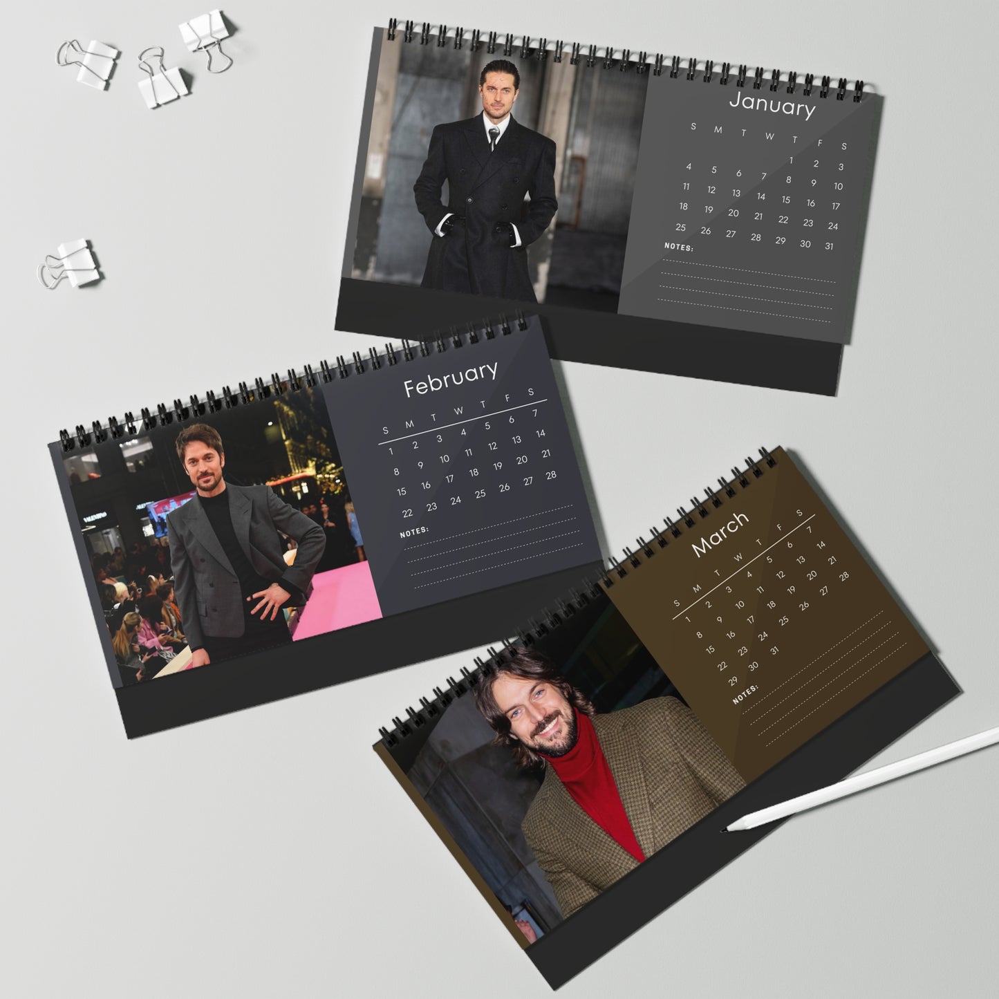 Lucas Bravo 2026 Desk Calendar | Premium Spiral Bound Celebrity Photo Calendar | Stylish Collectible Gift for Fans & Desk Décor