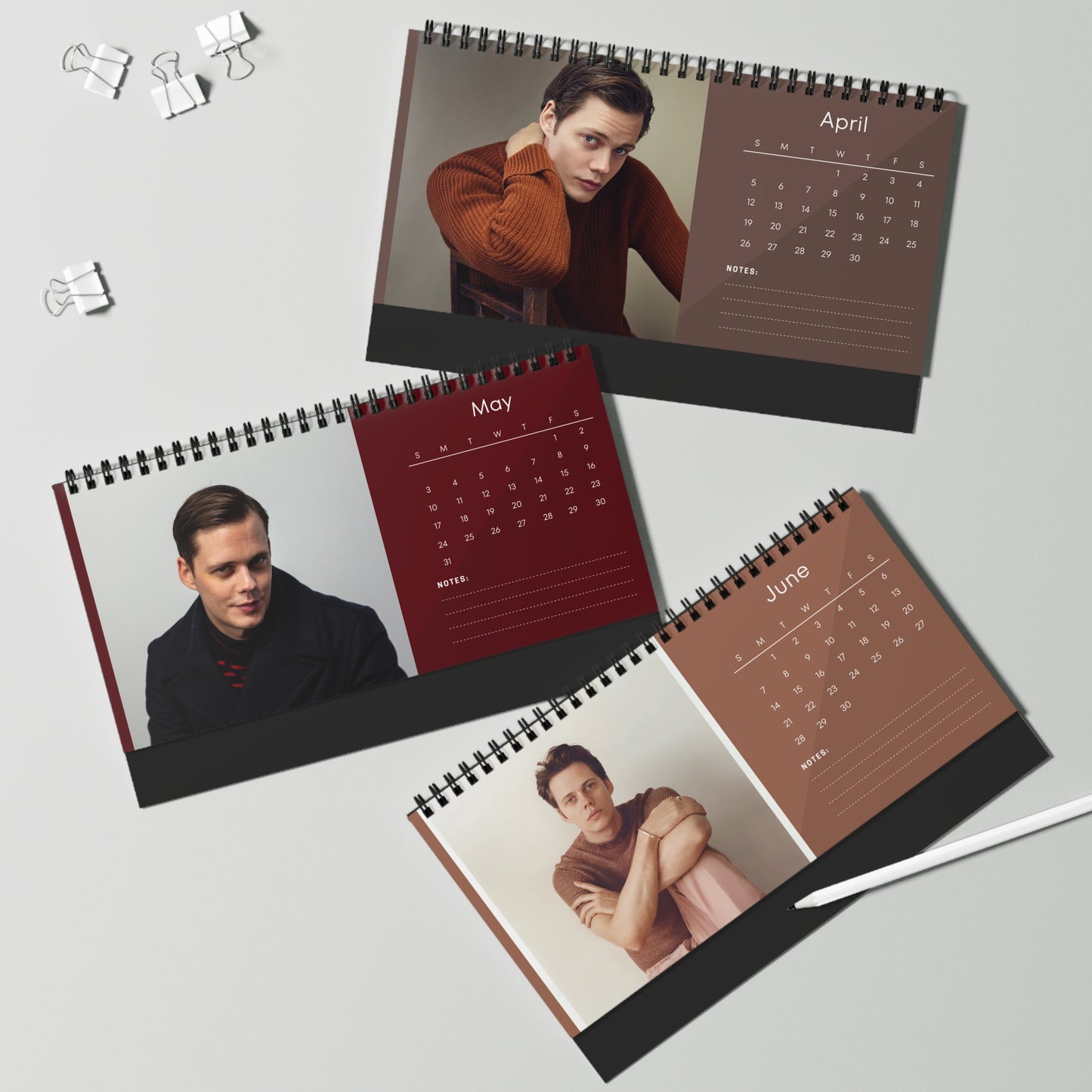 Bill Skarsgård 2026 Desk Calendar |  Monthly Planner | Actor Gift | Bill Skarsgård Calendar | Office Decor