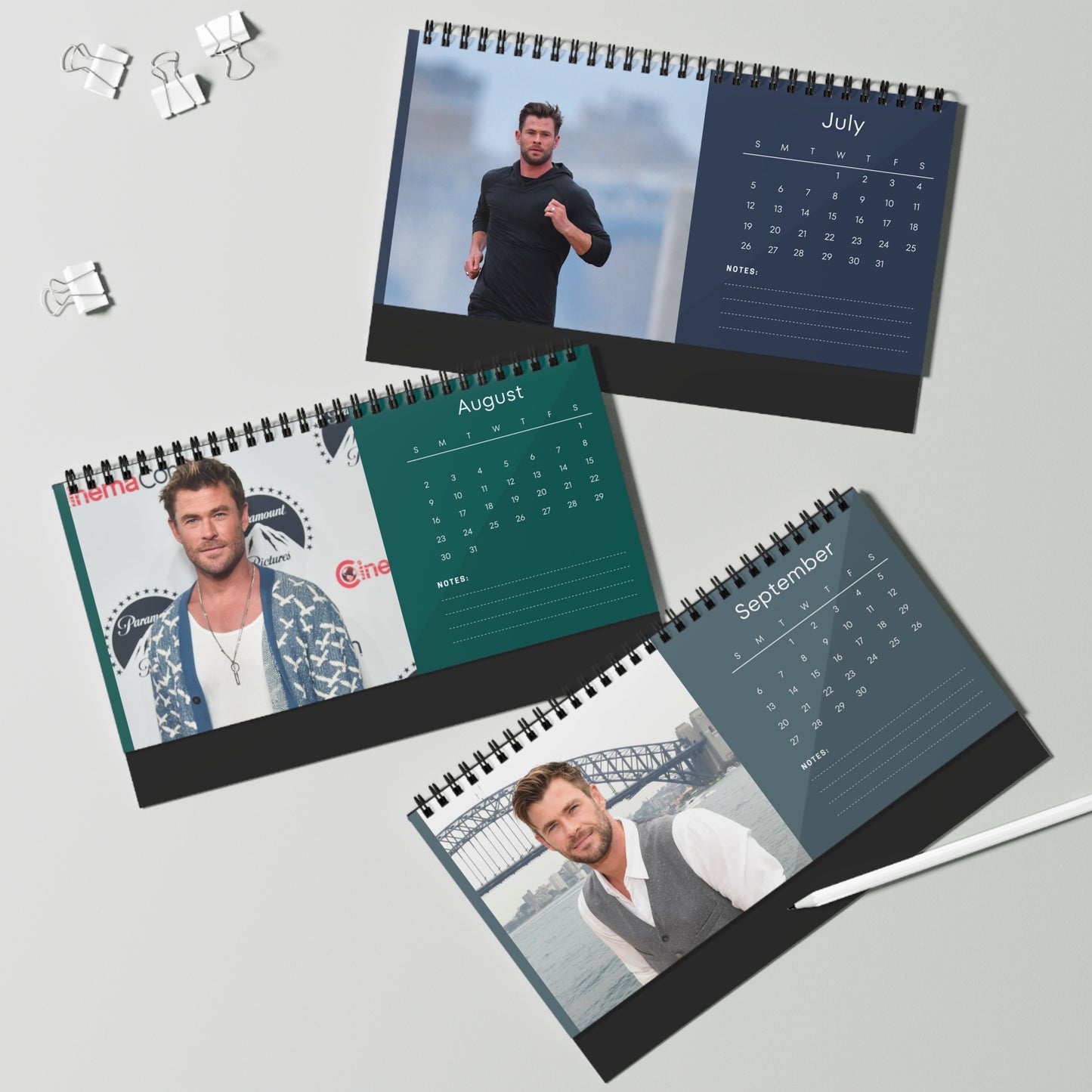 Chris Hemsworth 2026 Desk Calendar |  Celebrity Gift | Office Decor