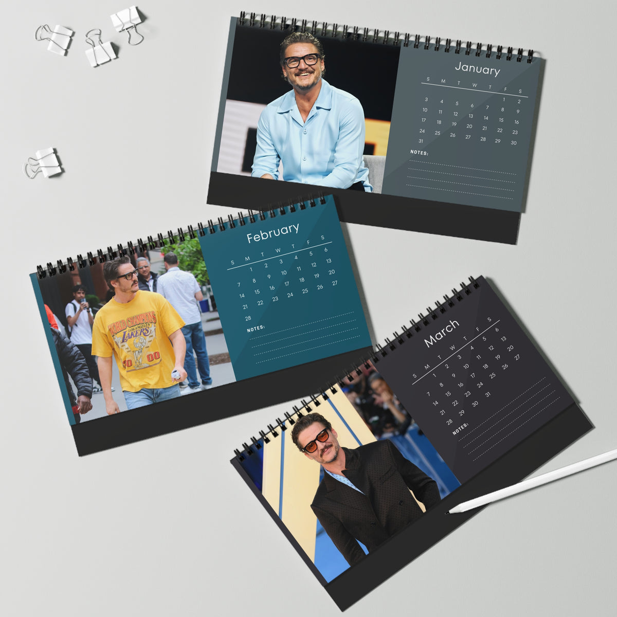 Pedro Pascal 2027 Desk Calendar Vol 1 | Spiral Bound Photo Calendar | Fan Gift