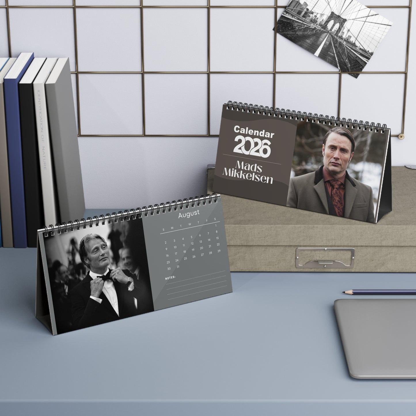 Mads Mikkelsen 2026 Desk Calendar | Celebrity Spiral Bound Photo Calendar | Fan Collectible Gift | Stylish Desk & Office Décor