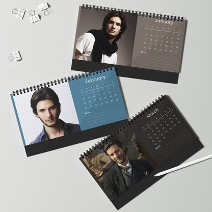 Ben Barnes 2026 Desk Calendar | Celebrity Spiral Bound Photo Calendar | Fan Collectible Gift | Stylish Desk & Office Décor
