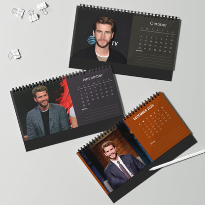 Liam Hemsworth 2026 Desk Calendar | Hunger Games Actor | The Diplomat Gift | Celebrity Desk Decor | Office Calendar