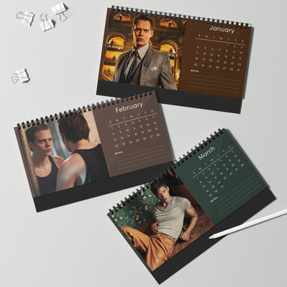 Bill Skarsgård 2026 Desk Calendar | Premium Spiral Bound Celebrity Photo Calendar | Collectible Fan Gift | Stylish Desk & Office Décor