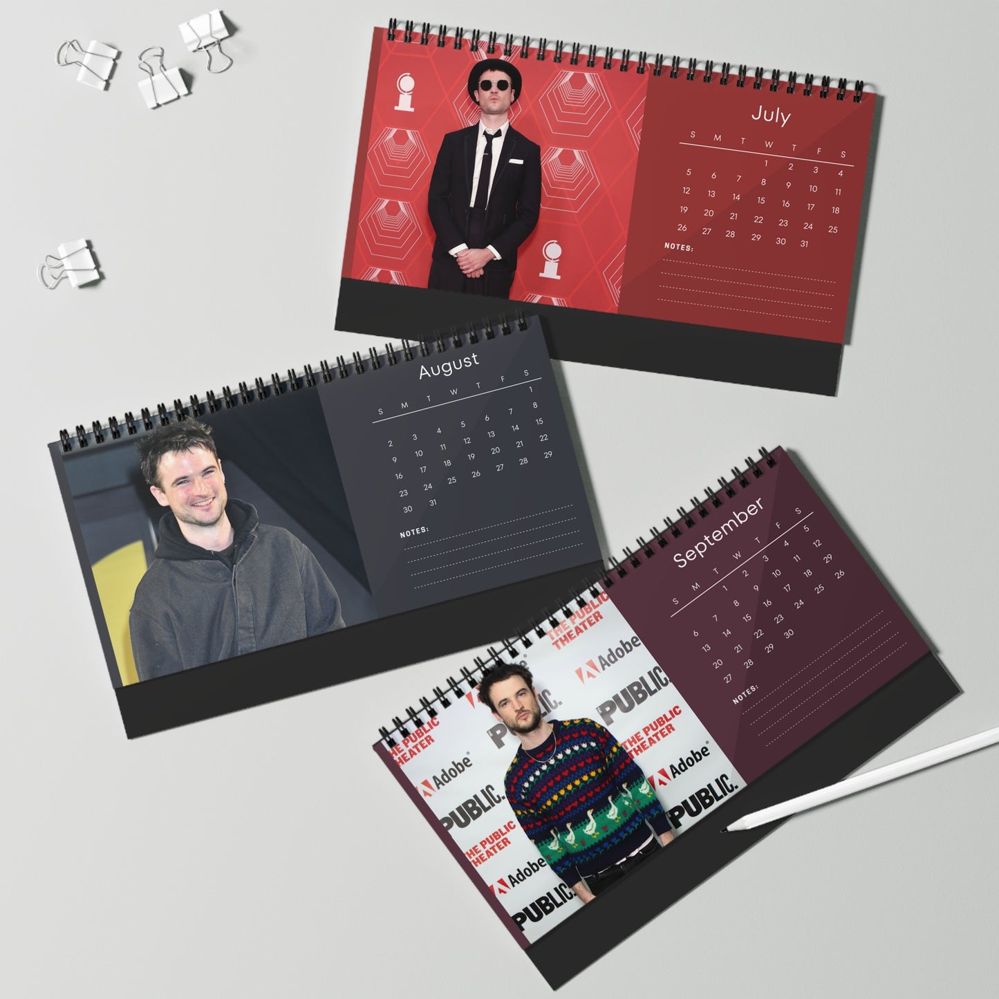 Tom Sturridge 2026 Desk Calendar | Star Photo Calendar | Actor Gift for Fans