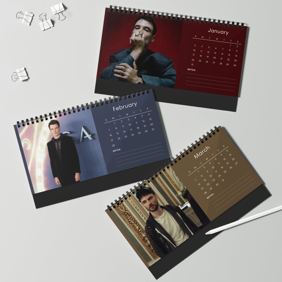 Tom Sturridge 2027 Desk Calendar Vol 1 | Spiral Bound Photo Calendar | Fan Gift