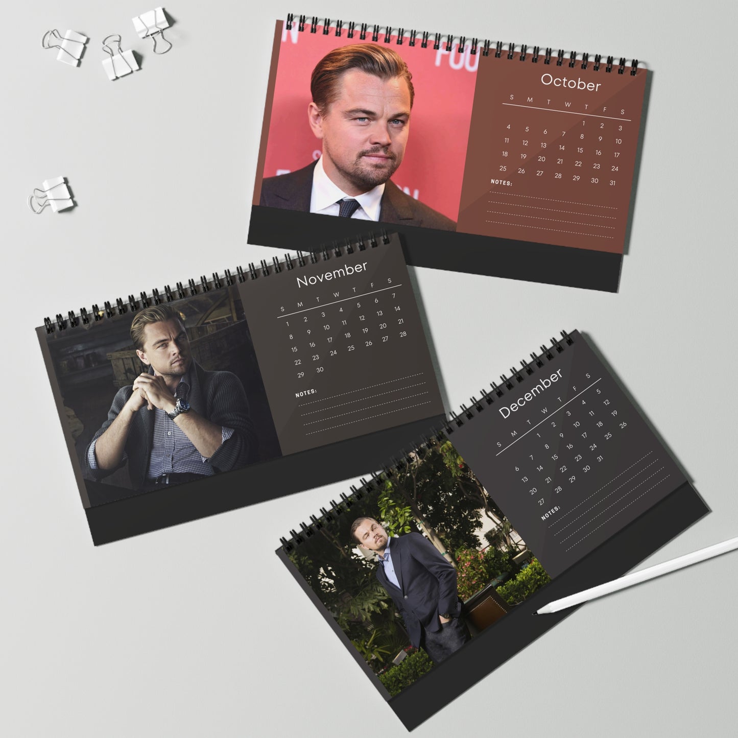 Leonardo DiCaprio 2026 Desk Calendar | Premium Spiral Bound Celebrity Photo Calendar | Collectible Fan Gift | Stylish Desk & Office Décor
