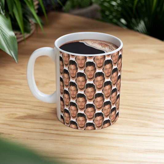 Michael Cera Face Pattern Ceramic Mug | Unique Gift for Michael Cera Fans