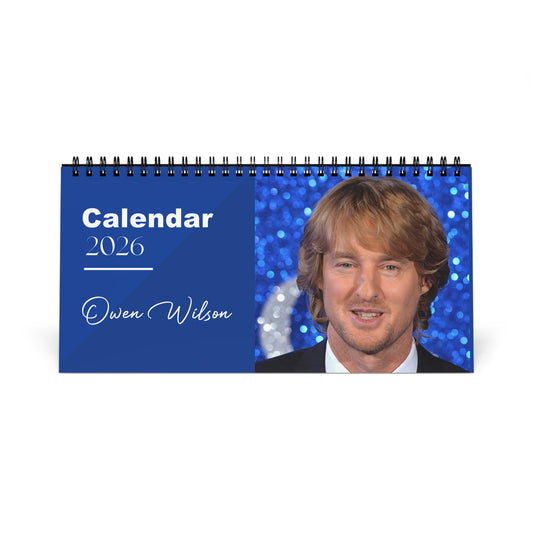 Owen Wilson 2026 Desk Calendar | Premium Spiral Bound Celebrity Photo Calendar | High-Quality Fan Gift & Desk Décor