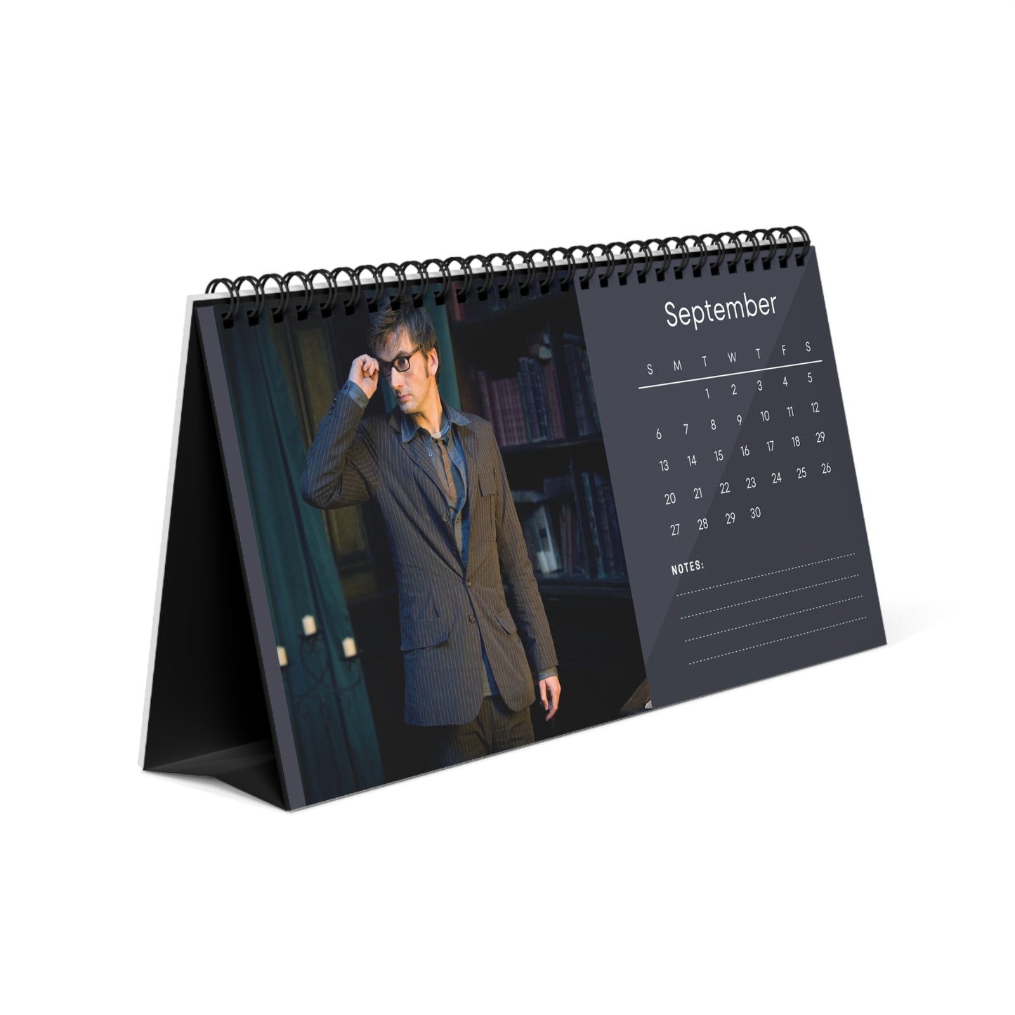 David Tennant 2026 Desk Calendar | Celebrity Spiral Bound Photo Calendar | Fan Collectible Gift | Stylish Desk & Office Décor
