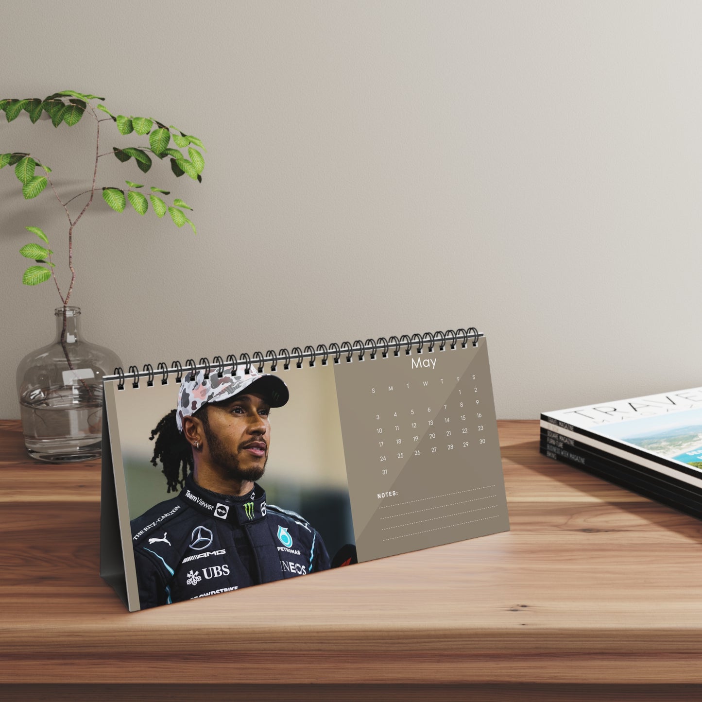 Lewis Hamilton 2026 Desk Calendar | F1 Racing Monthly Planner | Mercedes Gift | Formula 1 Memorabilia | Office Decor