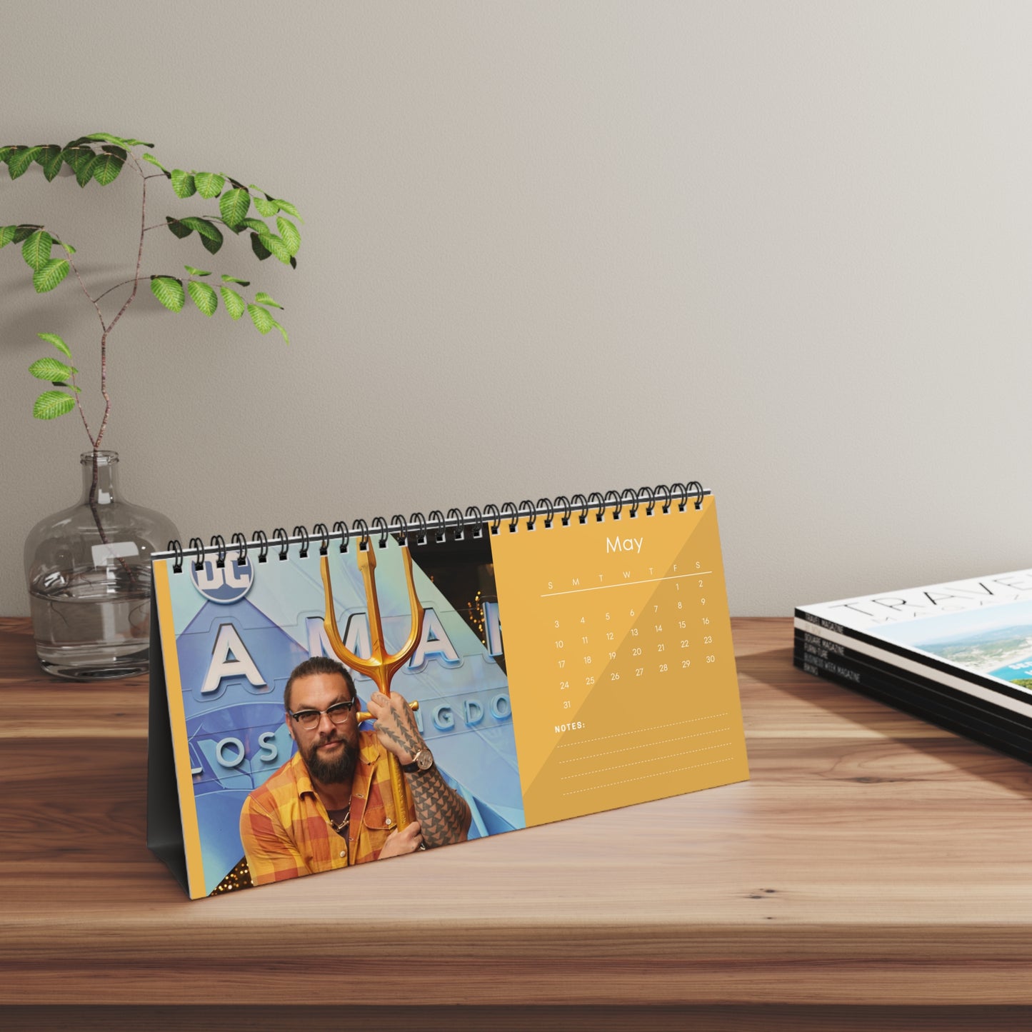 Jason Momoa 2026 Desk Calendar | Premium Spiral Bound Celebrity Photo Calendar | Fan Collectible Gift | Stylish Desk & Office Décor